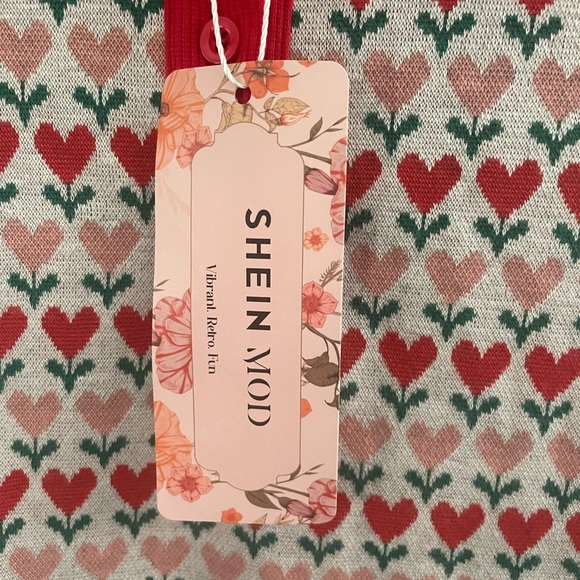 Shien Collared Mini Dress Heart Flowers Red Retro y2k NWT - Picture 4 of 9
